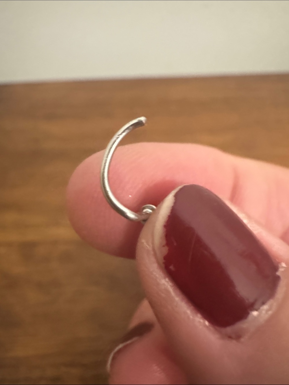 Delicate Solitaire Genuine Diamond Stud Nose Earring - Silver Tone corkscrew - Picture 4 of 5